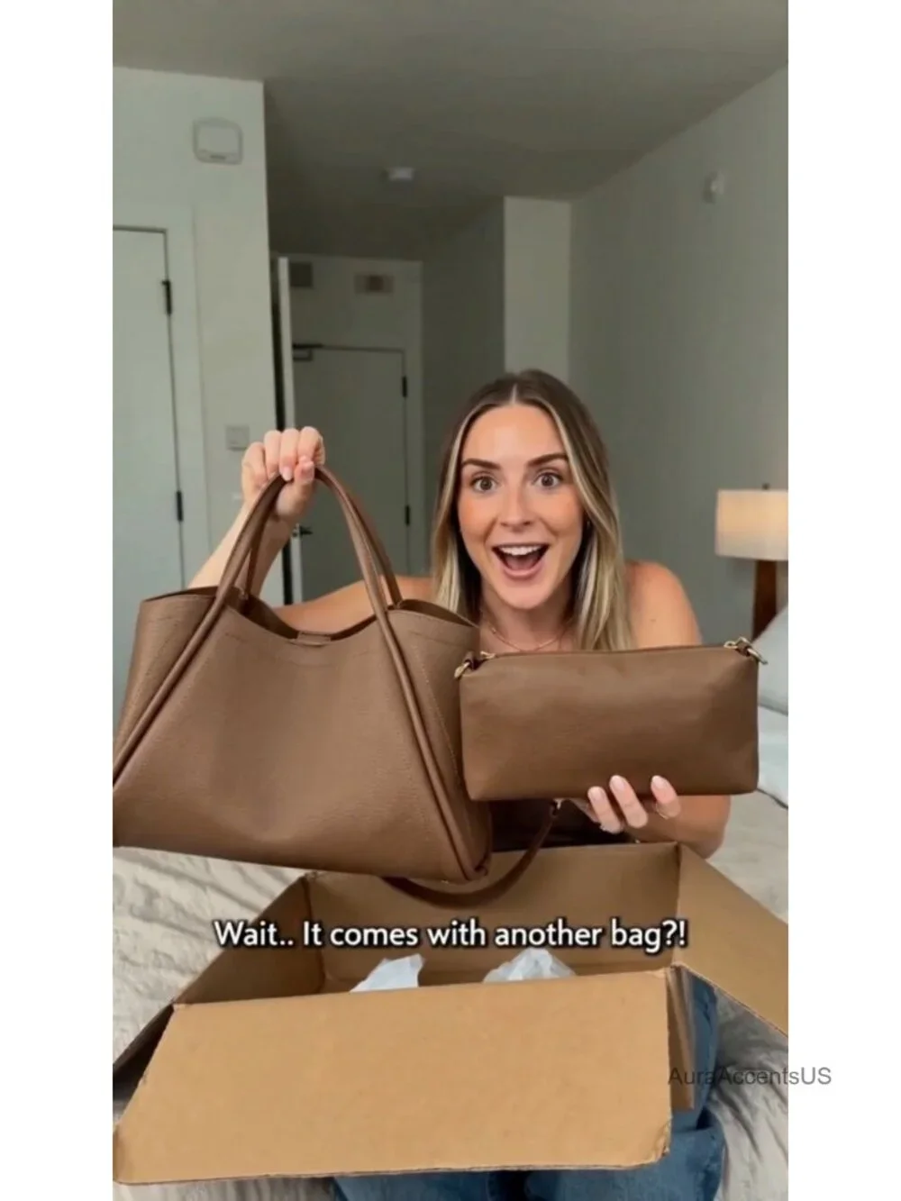 Faux Leather Satchel Handbag Women Shoulder Crossbody 2-in-1